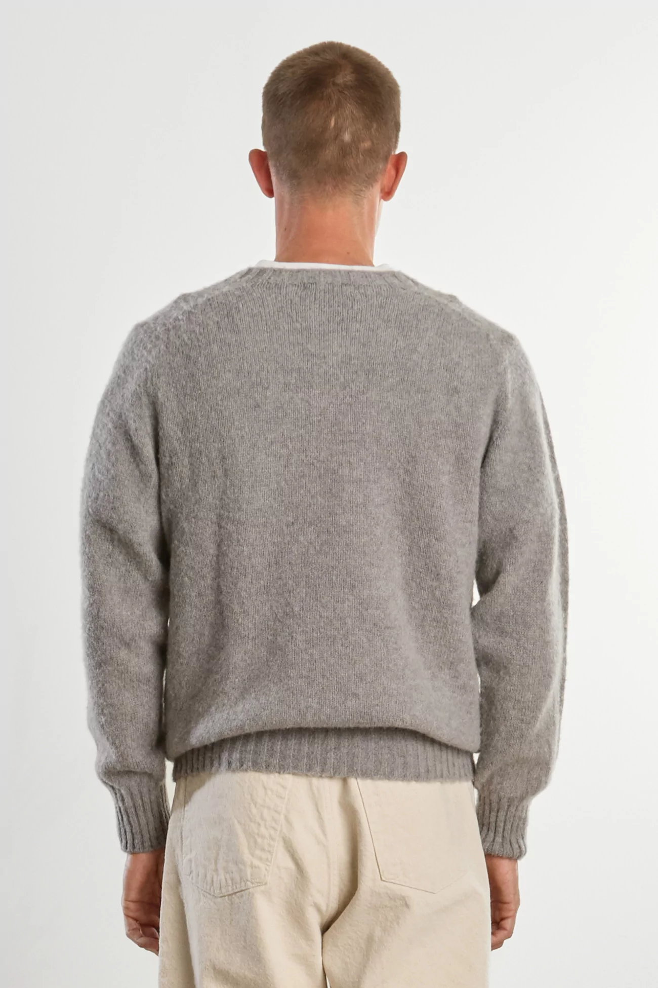 Pull Homme Laine Shetland Col Rond - Chrome | Centre Commercial