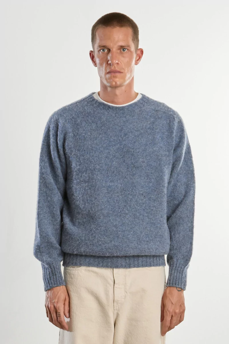 Men's Shetland Wool Crew Neck Sweater - Clipper | Centre Commercial