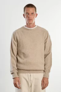 Pull Homme Laine Shetland Col Rond - Oatmilk | Centre Commercial