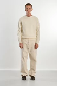 Men's Shetland Wool Crew Neck Sweater - Winter White | Centre Commercial