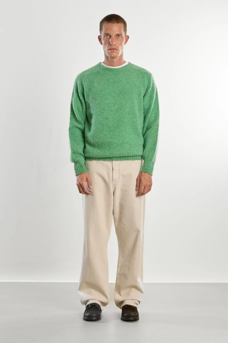 Men's Shetland Wool Crew Neck Sweater - Mint | Centre Commercial