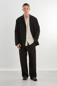 Men's Merino Wool Patch Blazer – Black | Centre Commercial