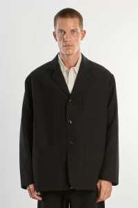 Men's Merino Wool Patch Blazer – Black | Centre Commercial