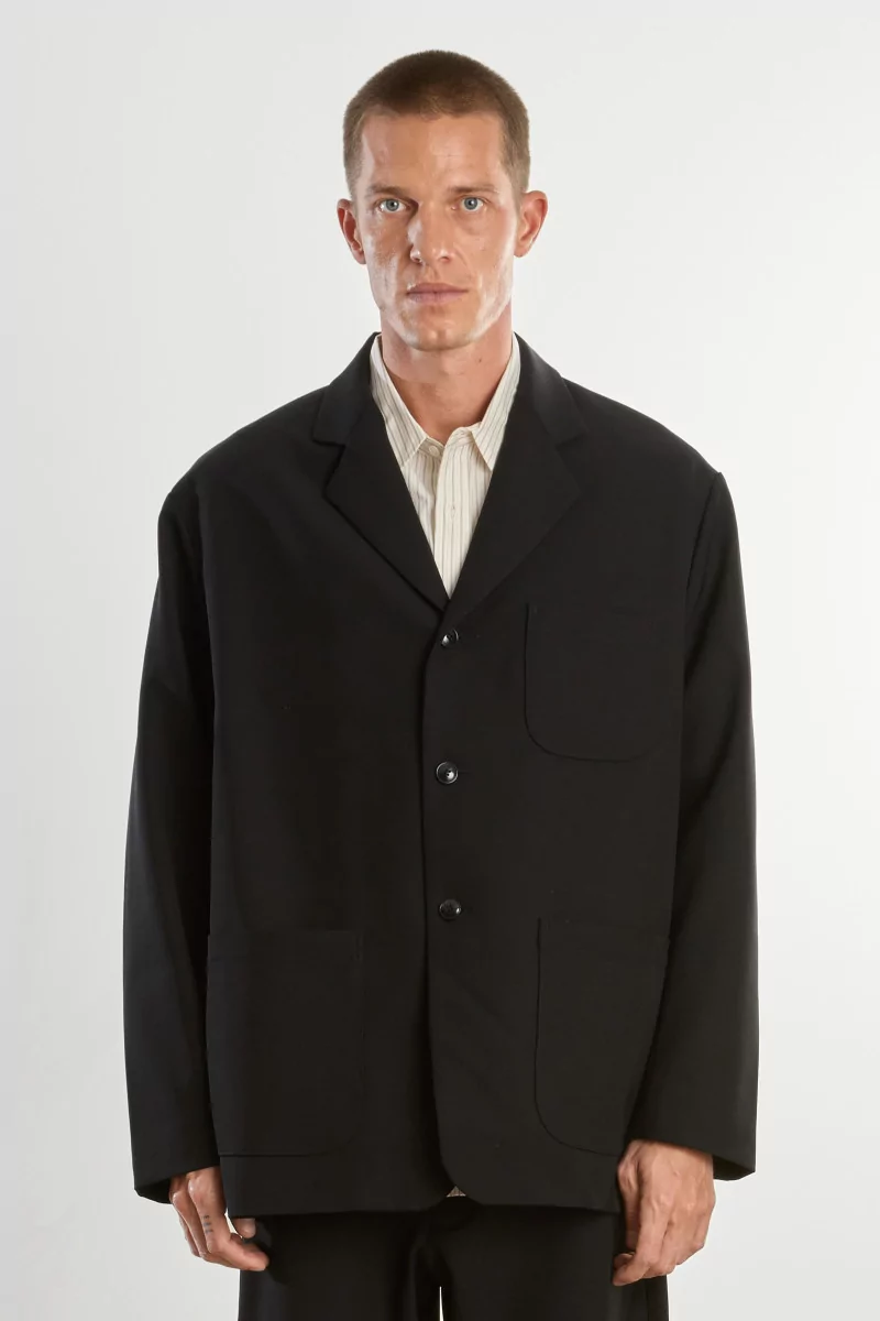 Blazer Homme Laine Mérinos Patch Blazer – Black | Centre Commercial