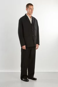 Men's Merino Wool Patch Blazer – Black | Centre Commercial