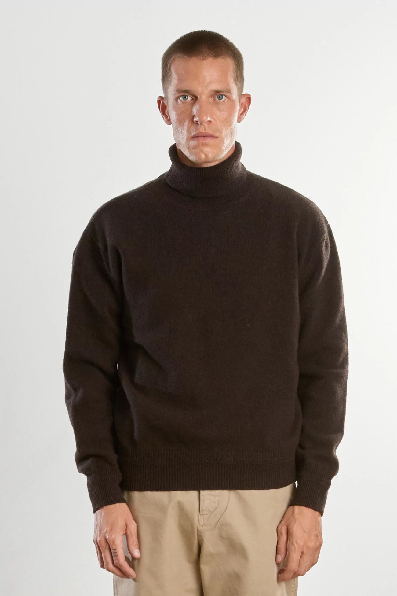 Pull Col Roulé Cachemire Recyclé – Marron Foncé | Centre Commercial