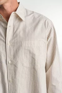 Silk and Cotton Silk Cotton Shirt – Beige Stripe | Centre Commercial