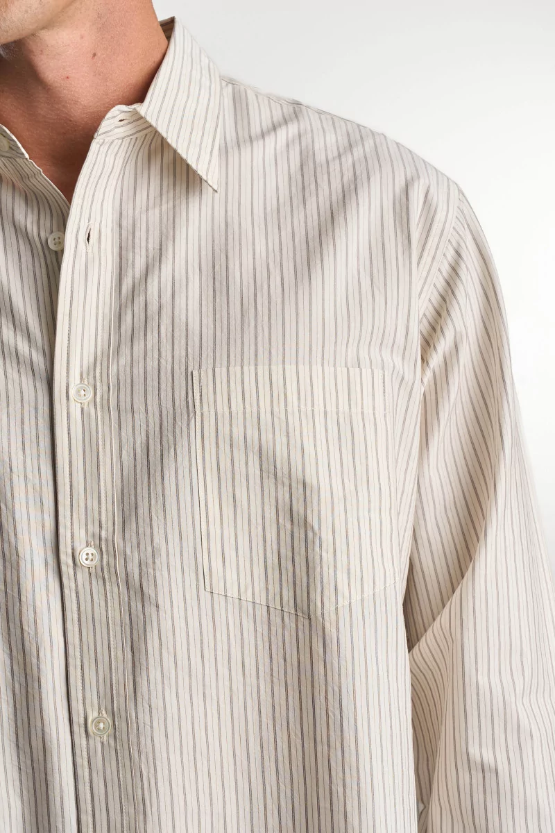 Chemise Soie et Coton Silk Cotton – Beige Stripe | Centre Commercial