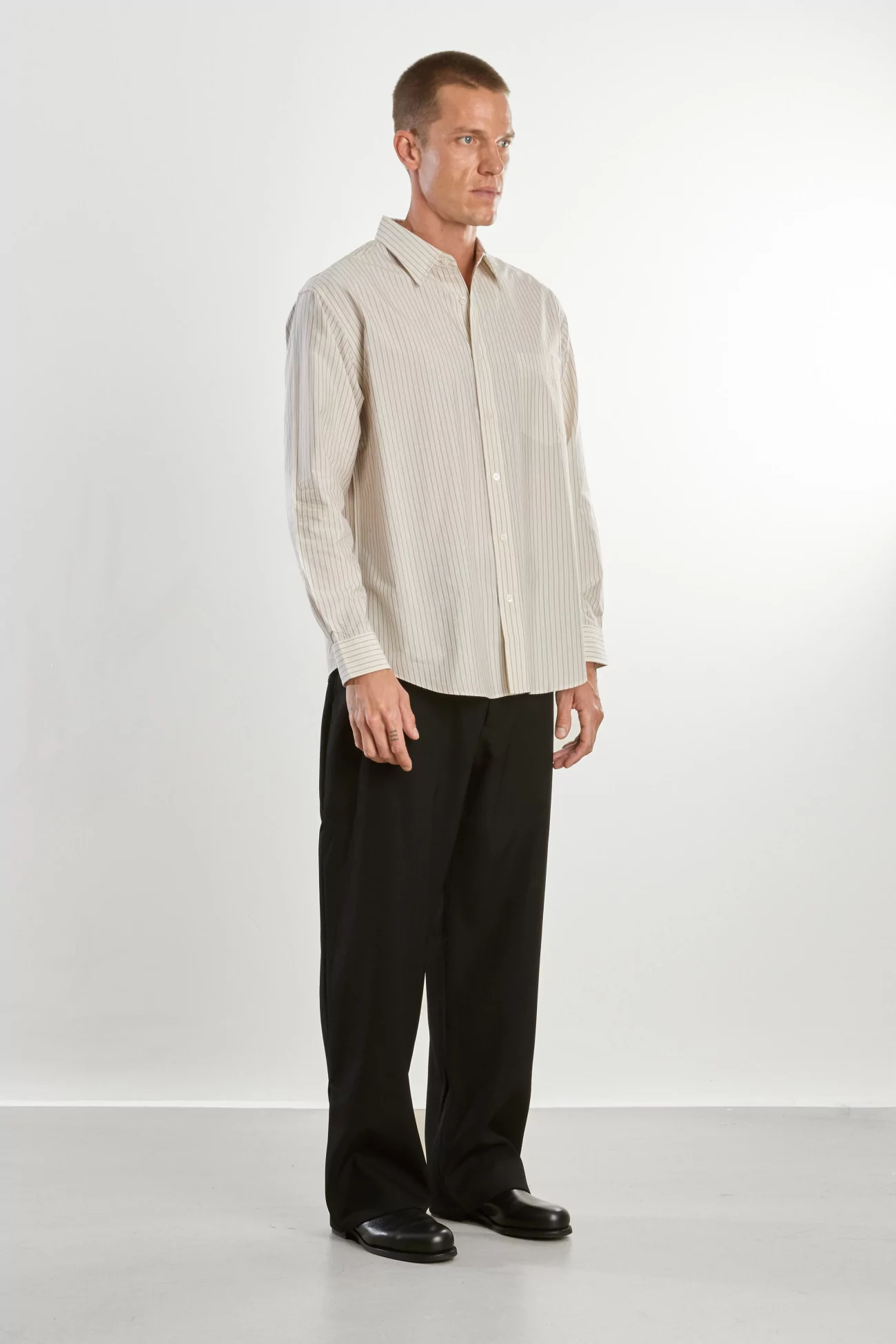 Chemise Soie et Coton Silk Cotton – Beige Stripe | Centre Commercial