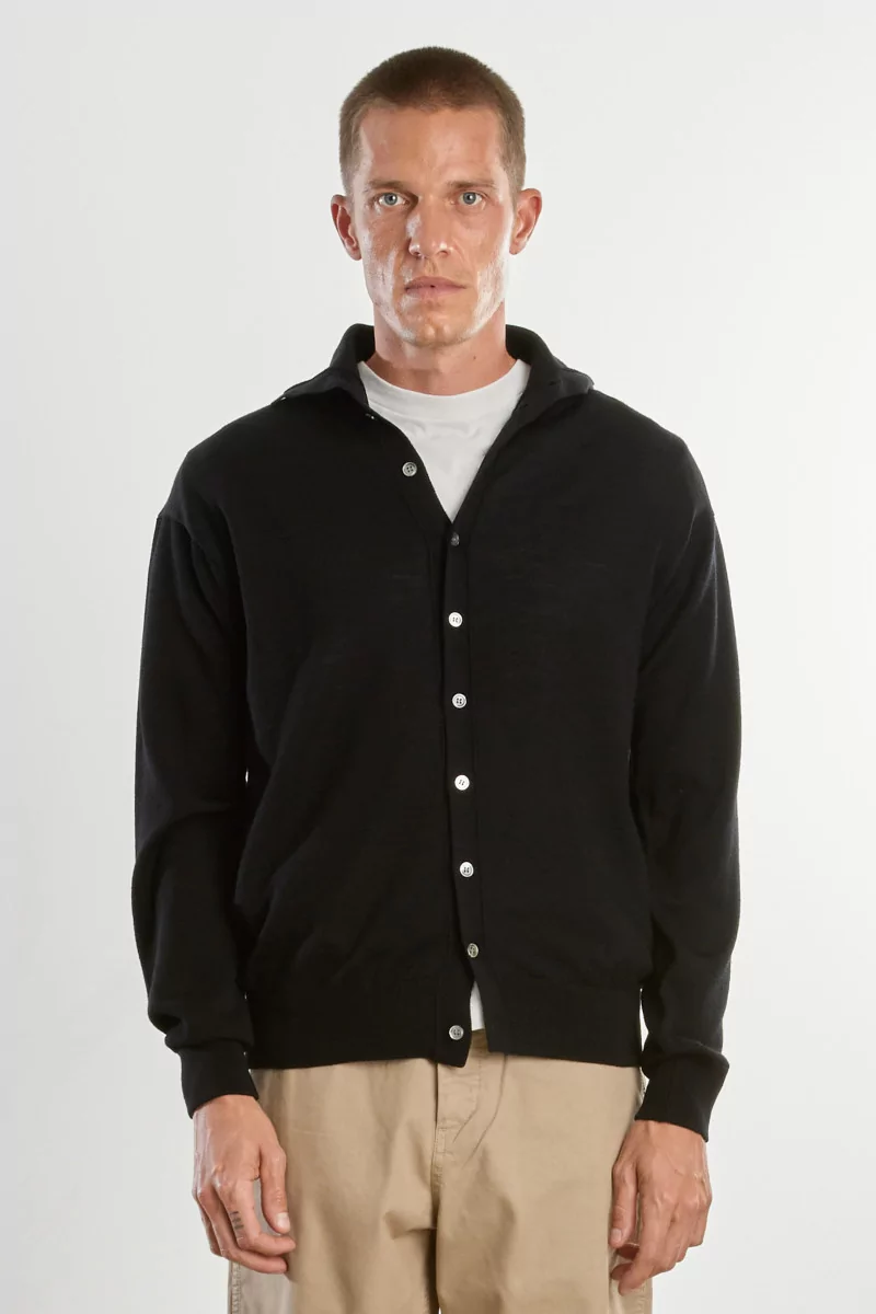 Cardigan Laine Polo Knit – Black | Centre Commercial
