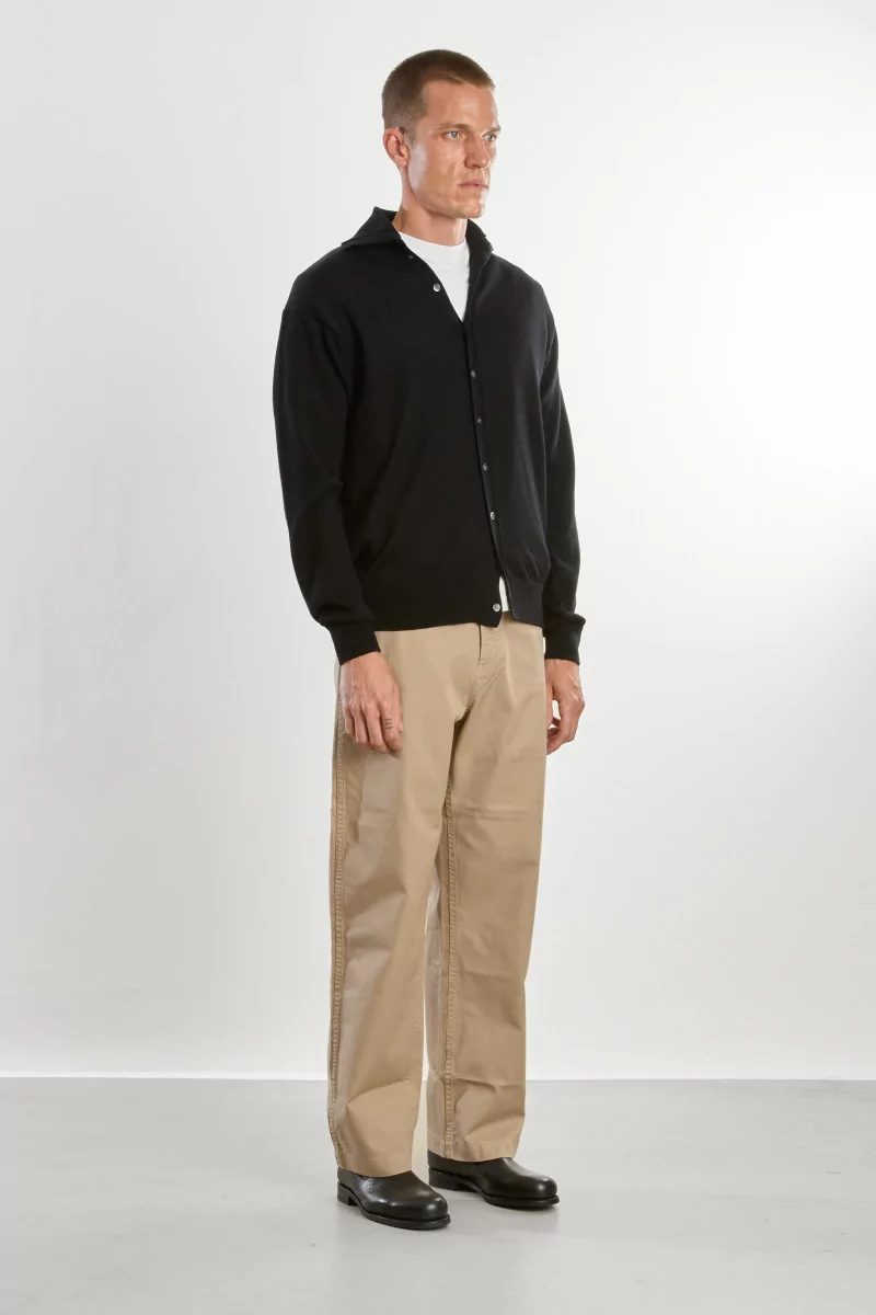 Cardigan Laine Polo Knit – Black | Centre Commercial