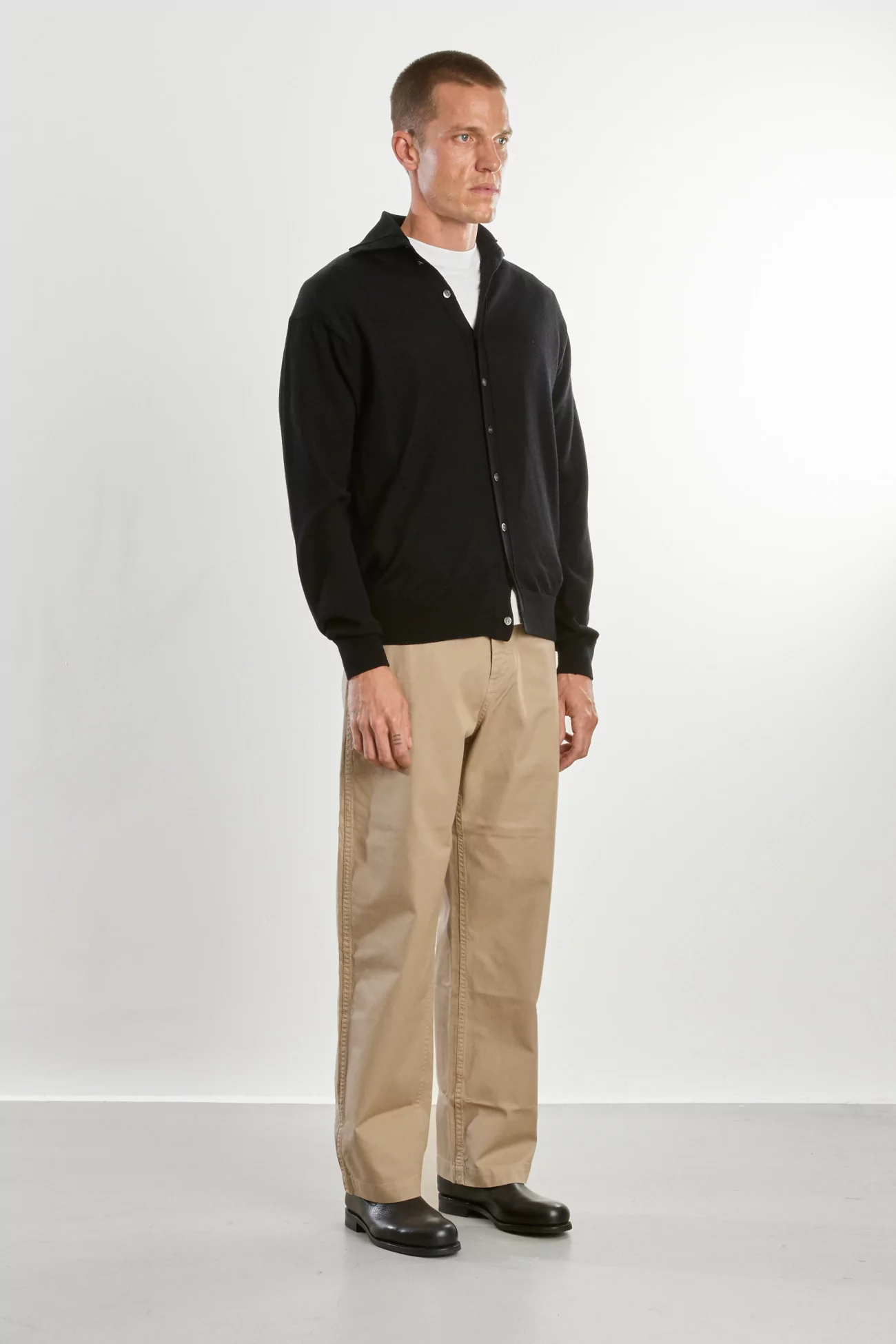 Cardigan Laine Polo Knit – Black | Centre Commercial