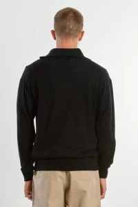 Cardigan Laine Polo Knit – Black | Centre Commercial