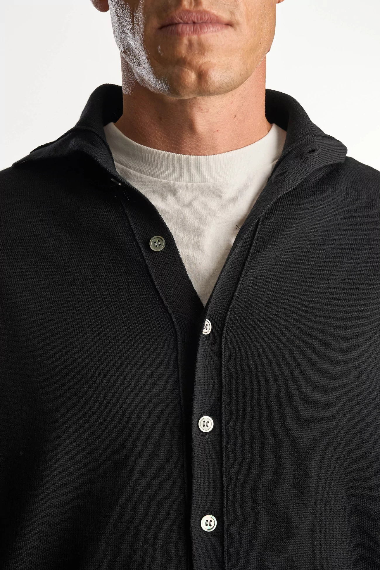 Wool Polo Knit Cardigan – Black | Centre Commercial
