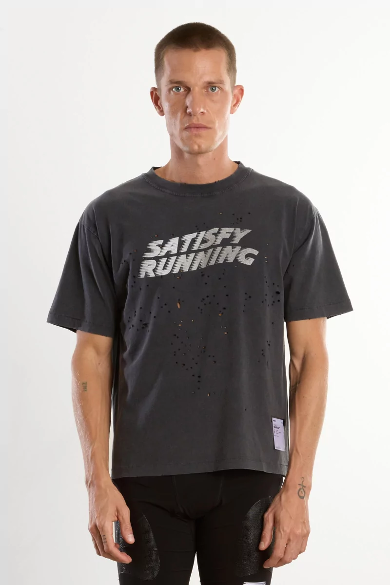 T-shirt Running Coton Bio MothTech – Aged Black Pochoir | Centre Commercial