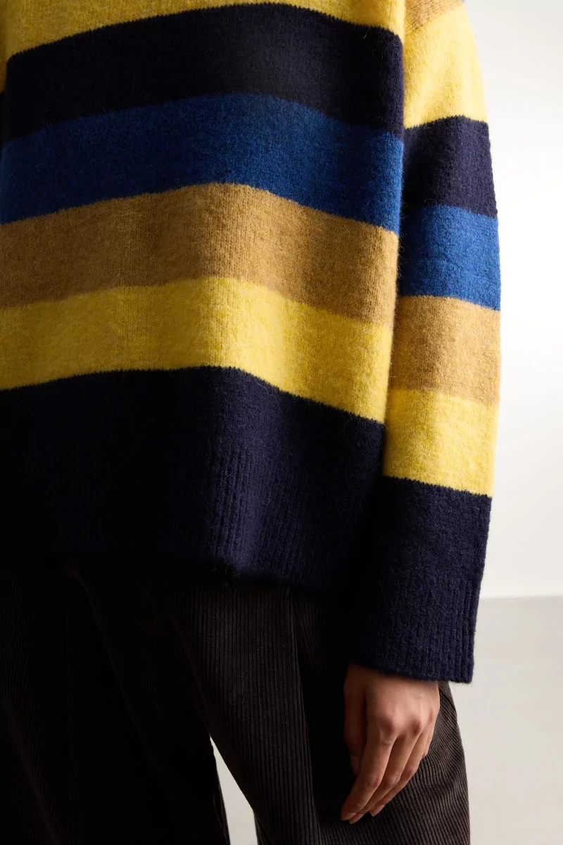 Pull Femme Alpaga Rayé Olivo Rita Row – Bleu | Centre Commercial