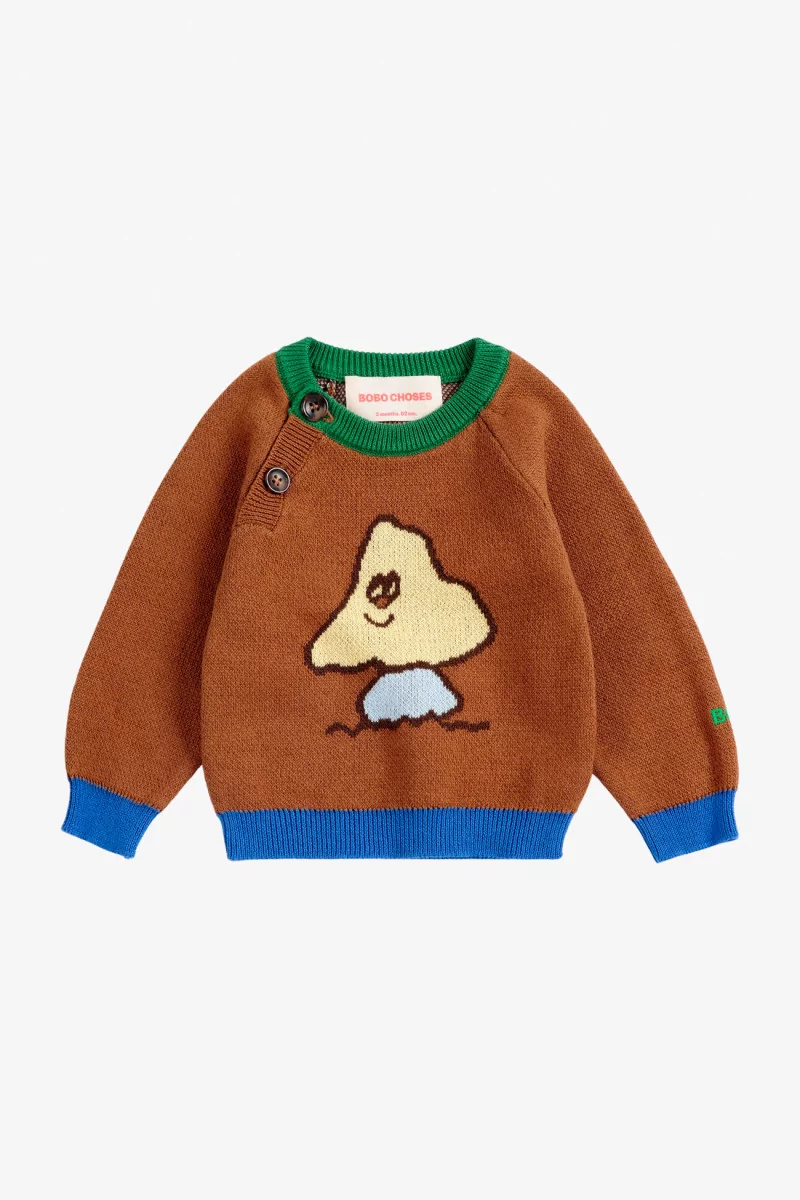 Pull Bébé Jacquard Coton Bio Mush Monster – Dark Brown | Centre Commercial