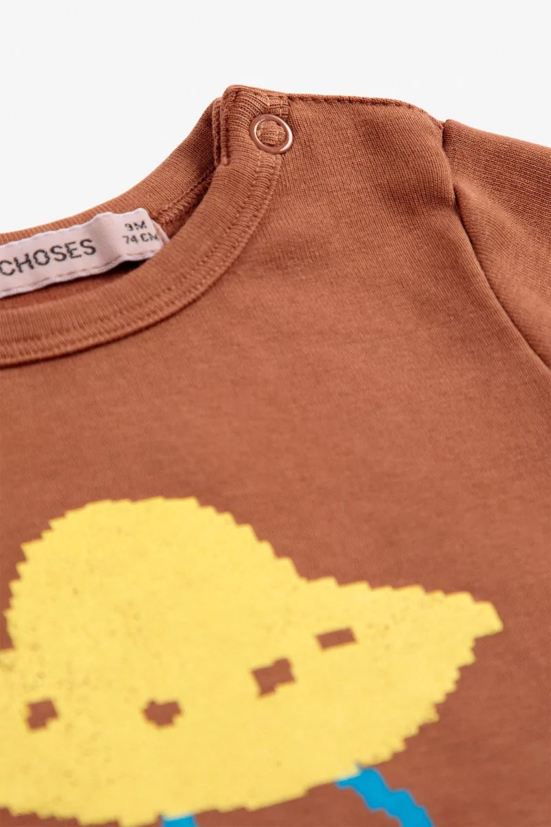 Baby Organic Cotton Bodysuit Pixel Abduction – Brown | Centre Commercial