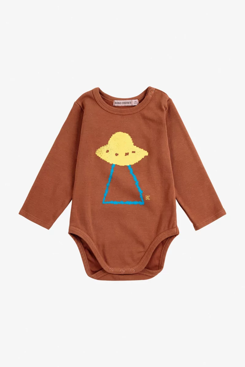 Body Bébé Coton Bio Pixel Abduction – Brown | Centre Commercial