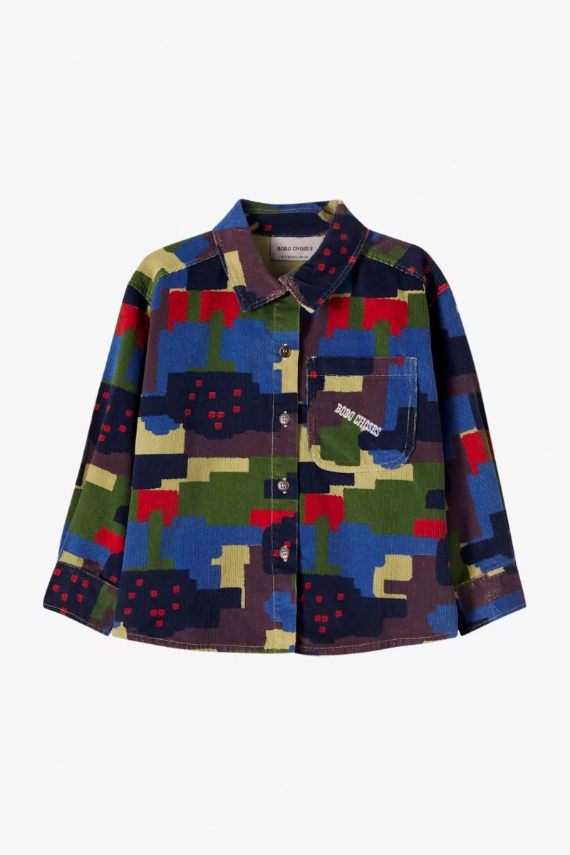 Chemise Enfant Velours Côtelé Coton Bio Paint Forest – Multicolor | Centre Commercial