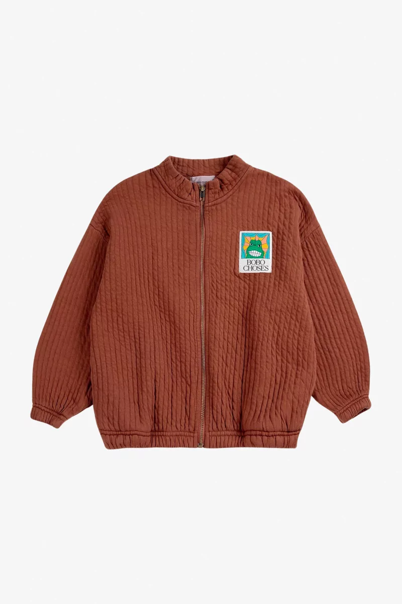 Sweatshirt Enfant Zippé Matelassé Coton Bio – Brown | Centre Commercial