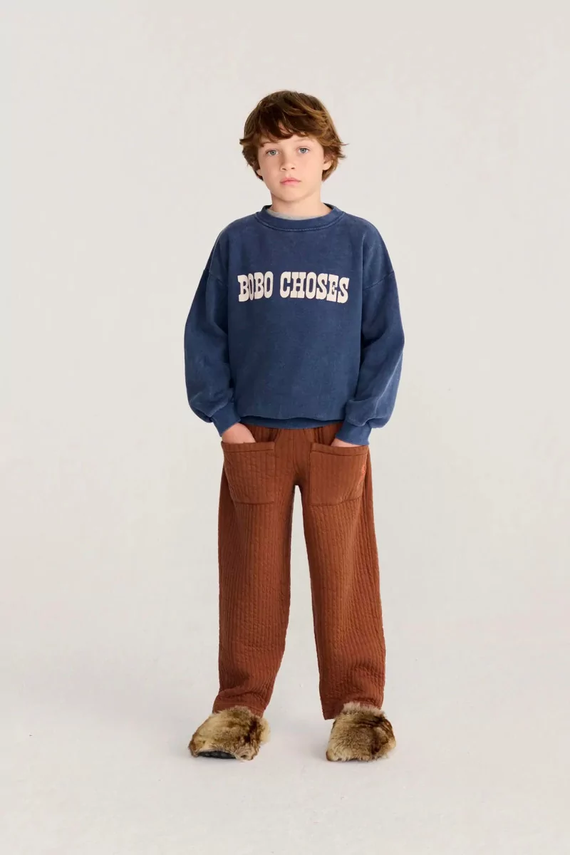Kids Quilted Organic Cotton Jogging Pants – Brown | Centre Commercial