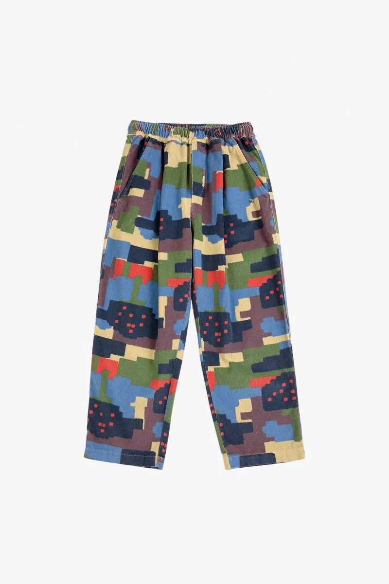 Pantalon Enfant Velours Côtelé Coton Bio Paint Forest – Multicolor | Centre Commercial