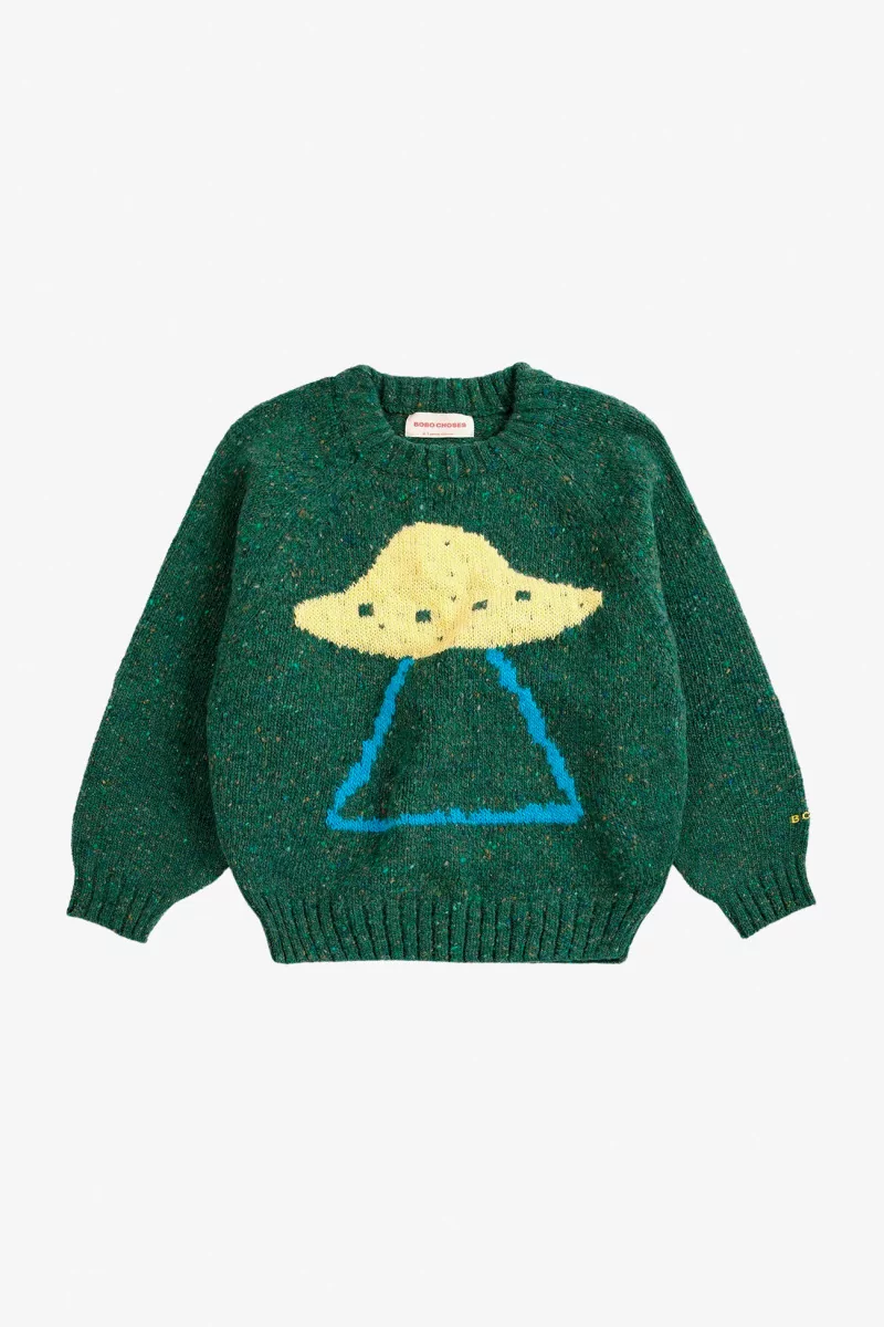 Pull Enfant Laine Jacquard Pixel Abduction – Dark Green | Centre Commercial