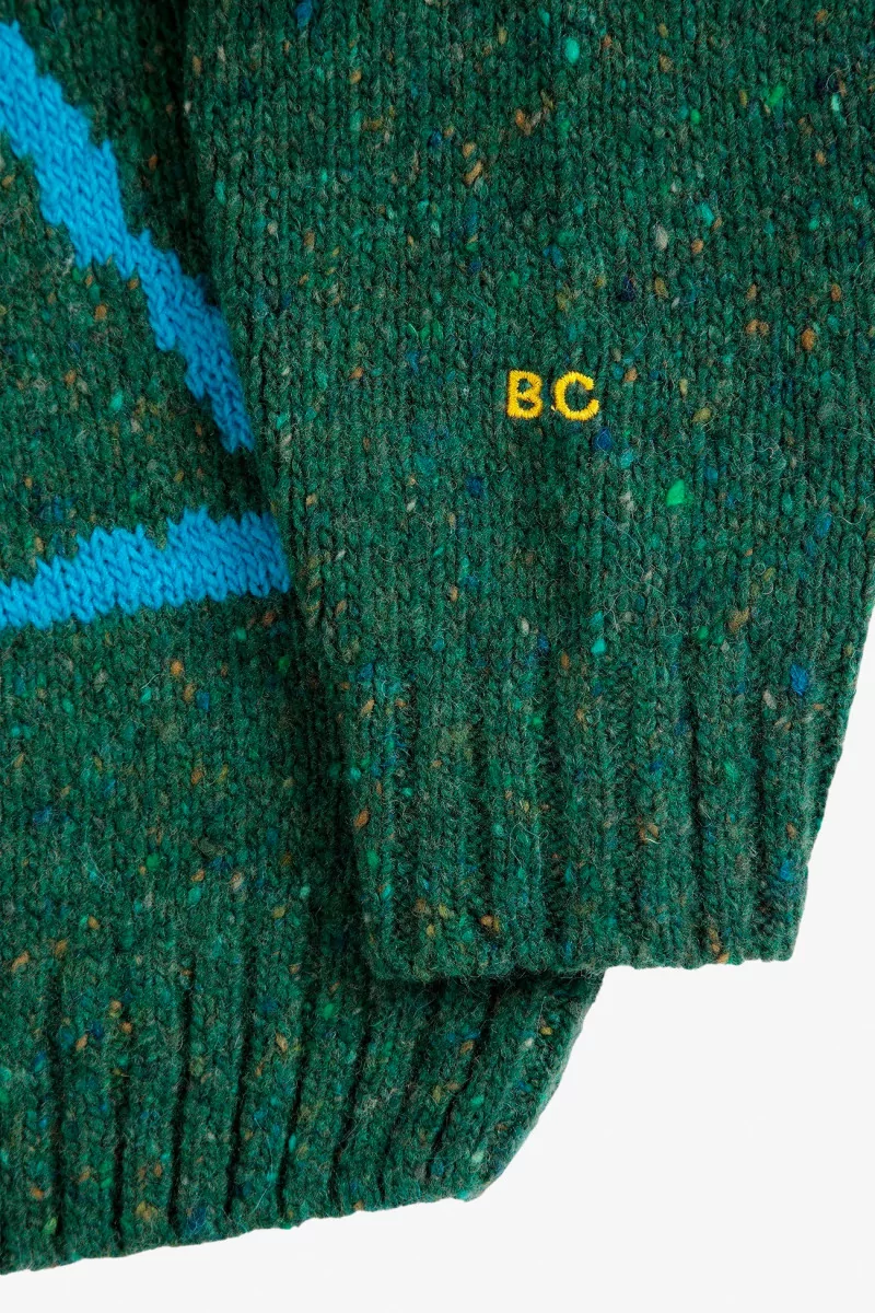 Pull Enfant Laine Jacquard Pixel Abduction – Dark Green | Centre Commercial