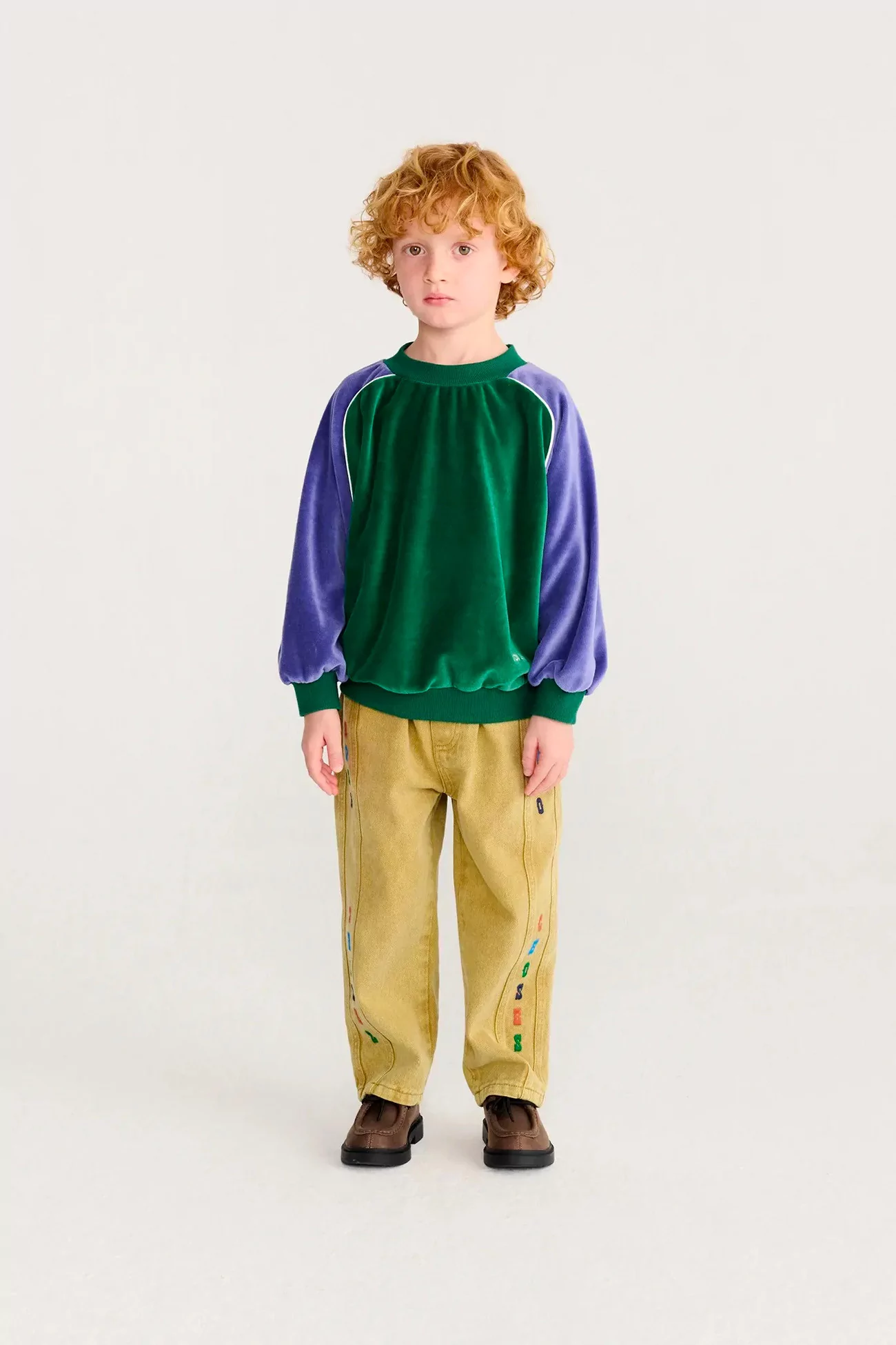 Kids Terry Cloth Color Block Sweatshirt – Green | Centre Commercial