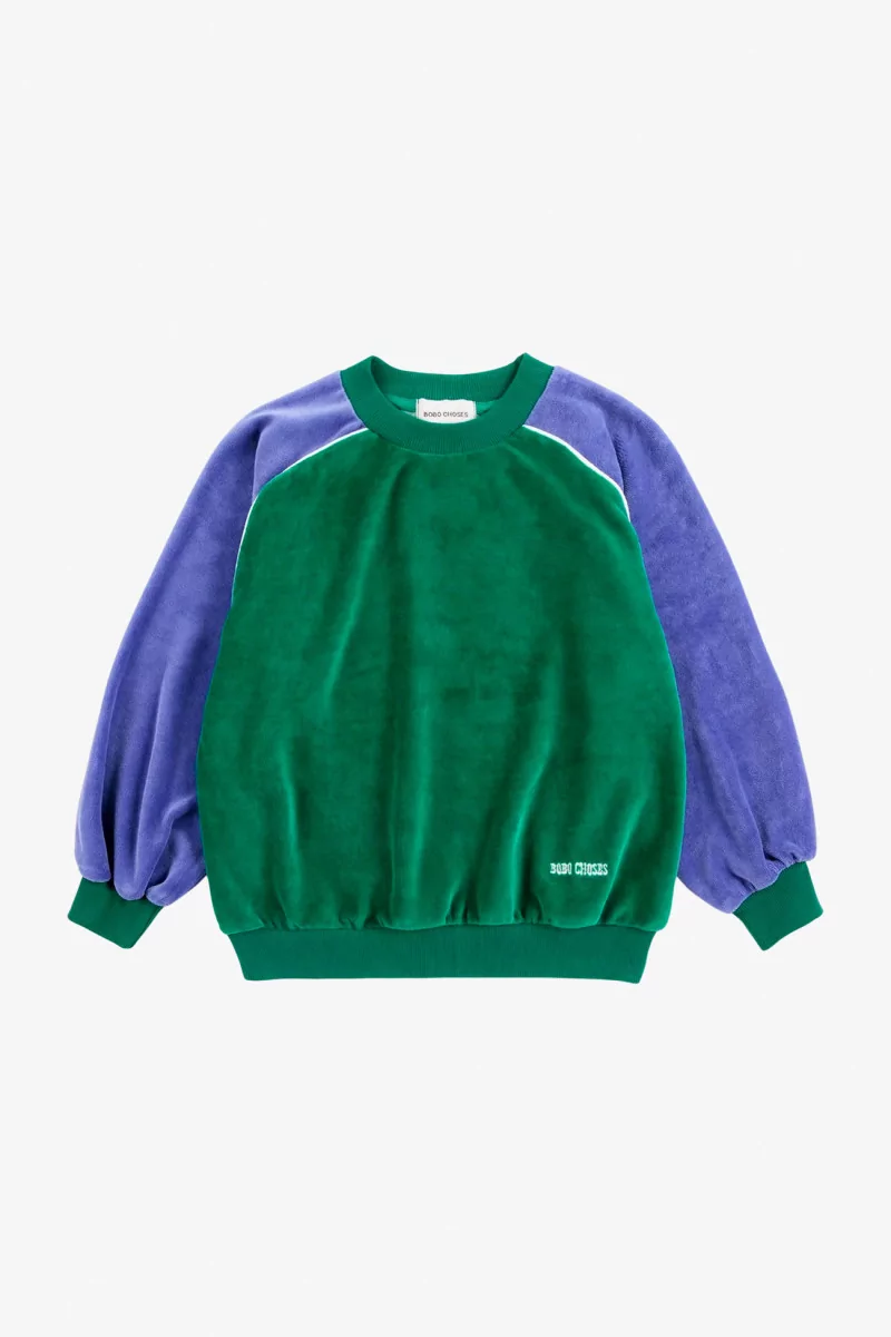 Kids Terry Cloth Color Block Sweatshirt – Green | Centre Commercial