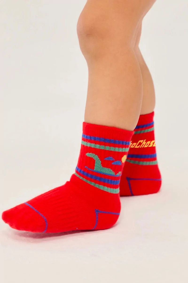 Chaussettes Bébé Coton Bio Lake Monster – Red | Centre Commercial