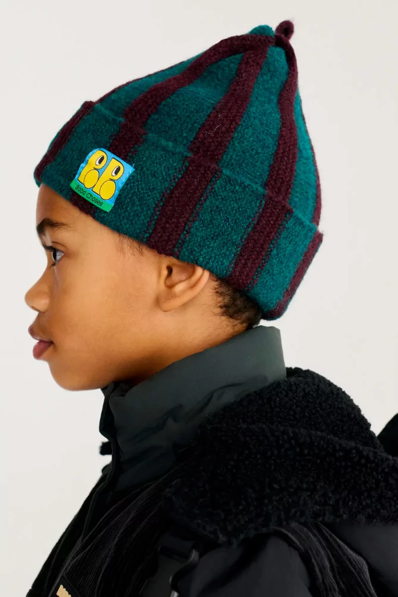 Kids Wool Knitted Beanie Booo Tag – Dark Green | Centre Commercial