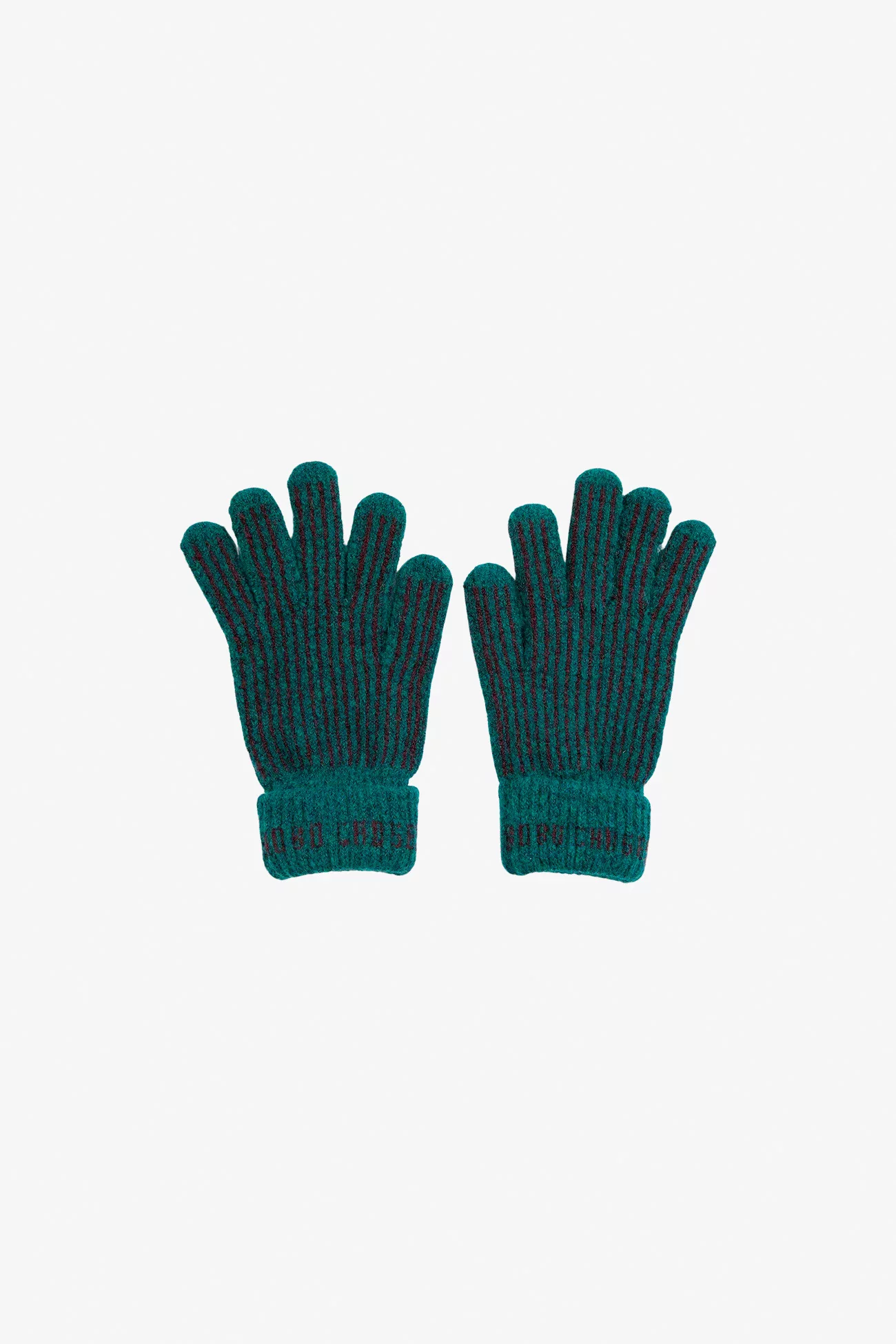 Gants Enfant Maille Rayée Laine Bobo Choses – Dark Green | Centre Commercial