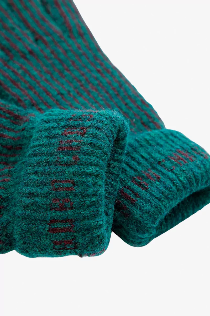 Gants Enfant Maille Rayée Laine Bobo Choses – Dark Green | Centre Commercial