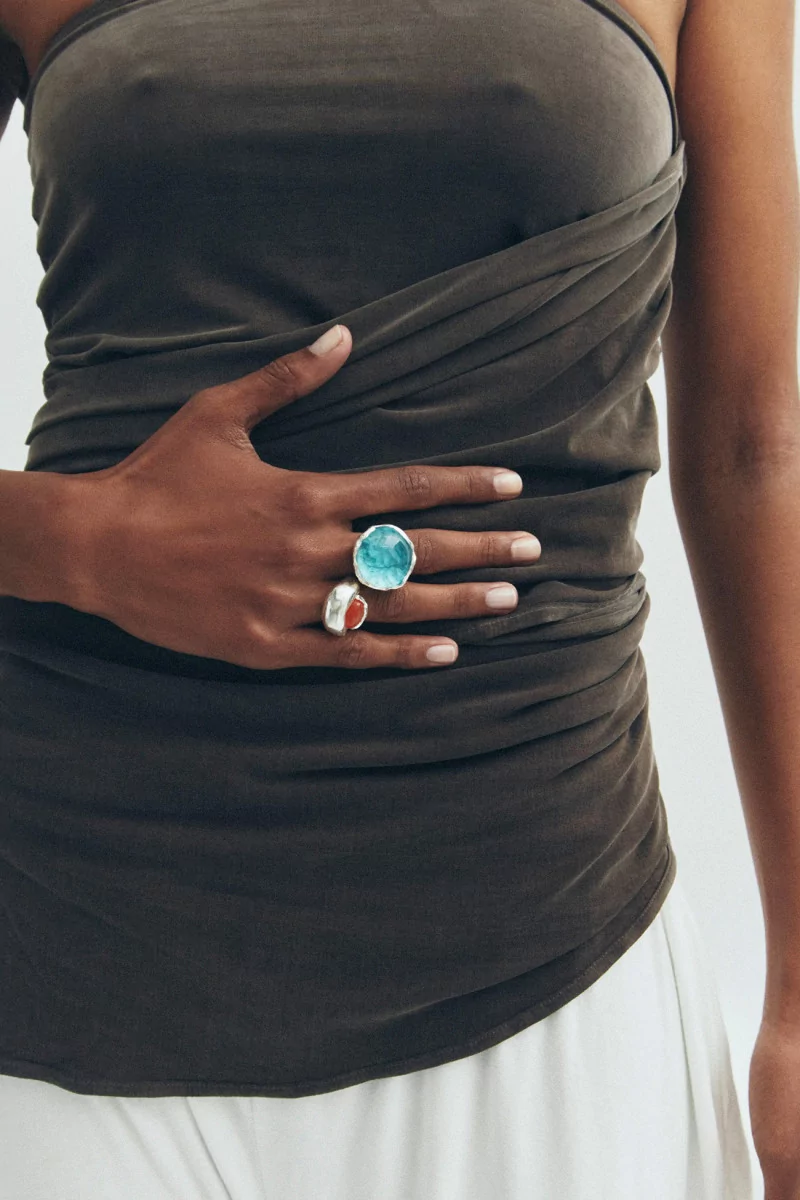 Bague Atolón Simuero Argent Verre Aqua – Bleu | Centre Commercial