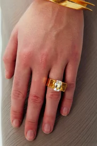 Bague Jara Simuero Topaze Blanche – Doré | Centre Commercial