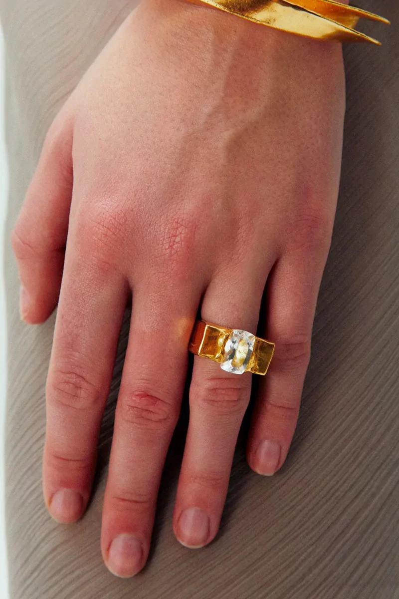 Bague Jara Simuero Topaze Blanche – Doré | Centre Commercial
