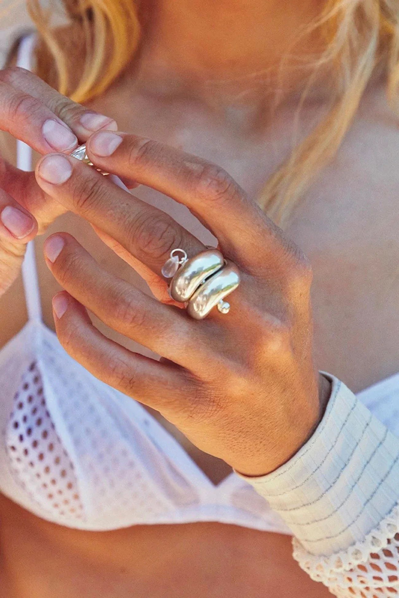Gilda Ring Simuero White Quartz – Silver | Centre Commercial