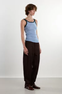 Merino Wool Ribbed Racer Tank – Pinto Blue | Centre Commercial