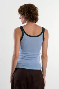 Merino Wool Ribbed Racer Tank – Pinto Blue | Centre Commercial