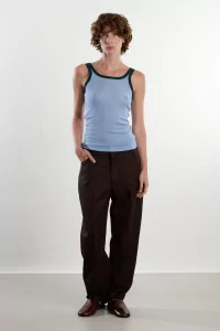 Merino Wool Ribbed Racer Tank – Pinto Blue | Centre Commercial