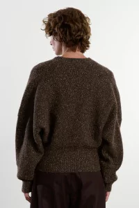 Pull Oversize Alpaga Laine Speckled V-Neck – Chocolate | Centre Commercial
