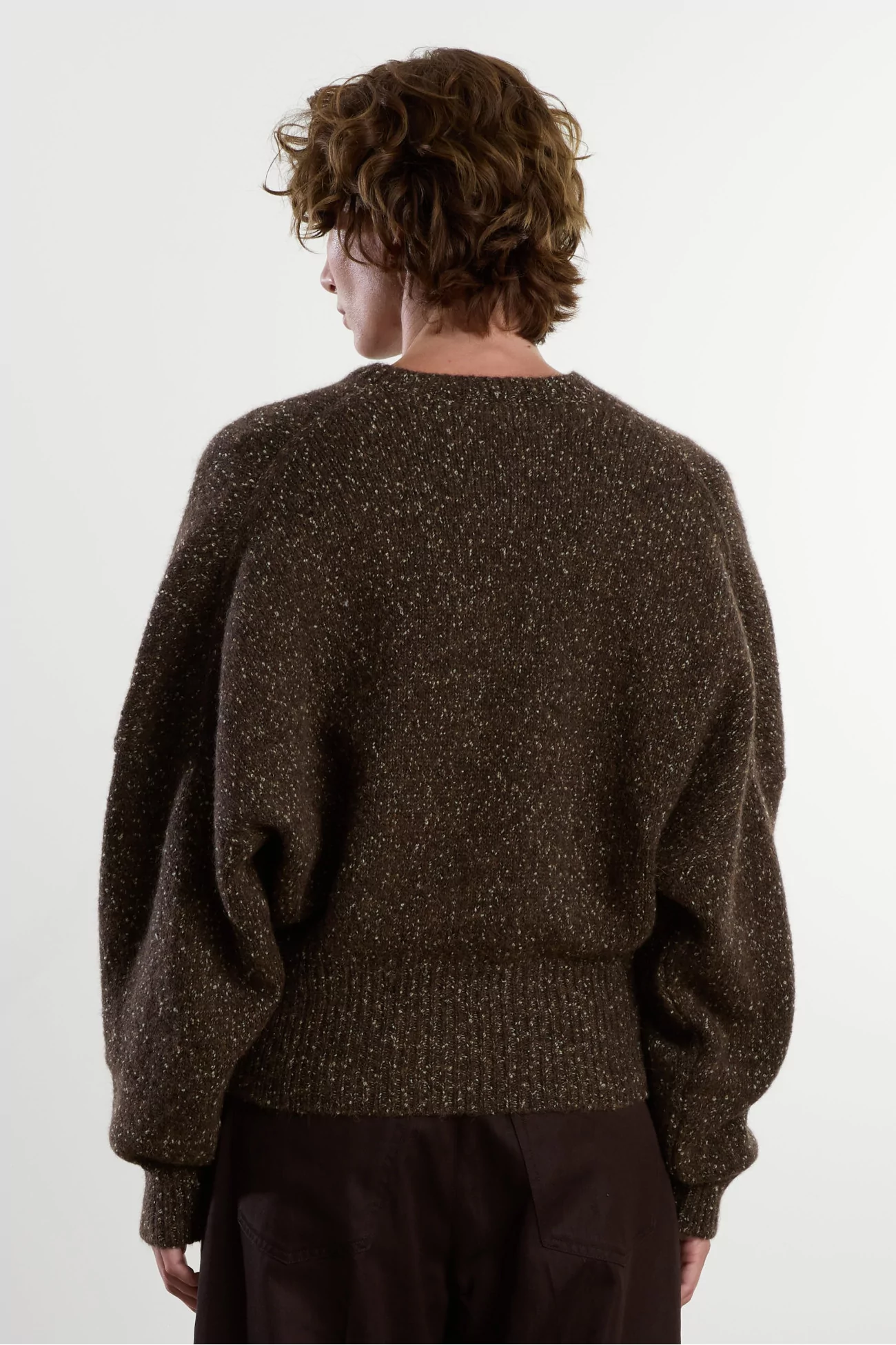 Pull Oversize Alpaga Laine Speckled V-Neck – Chocolate | Centre Commercial