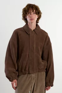 Blouson Cuir Agneau Nubuck Nobuck Bomber – Deep Taupe | Centre Commercial