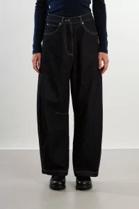 Cotton Baggy Curved Baggy Jeans – Black | Centre Commercial