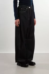 Cotton Baggy Curved Baggy Jeans – Black | Centre Commercial