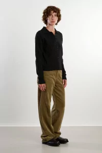 Polo Maille Soie Laine Silk & Wool Flecked – Black | Centre Commercial