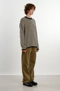Organic Cotton Striped Long-Sleeve Tee – Black | Centre Commercial