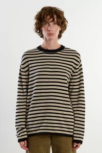 Organic Cotton Striped Long-Sleeve Tee – Black | Centre Commercial